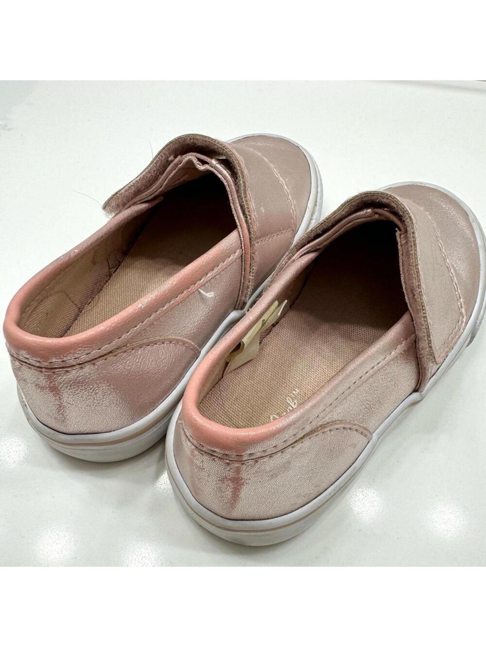 Cat & Jack Metallic Champagne Pink Velcro Slip-on Girls Shoes- Size 6 - Picture 6 of 6